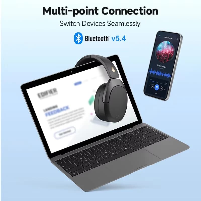 سماعات الرأس اللاسلكية Edifier W830NB بلوتوث 5.4 إلغاء الضوضاء النشط دقة عالية فوق الأذن LDAC قابلة للطي -45dB ANC 94 ساعة - 6