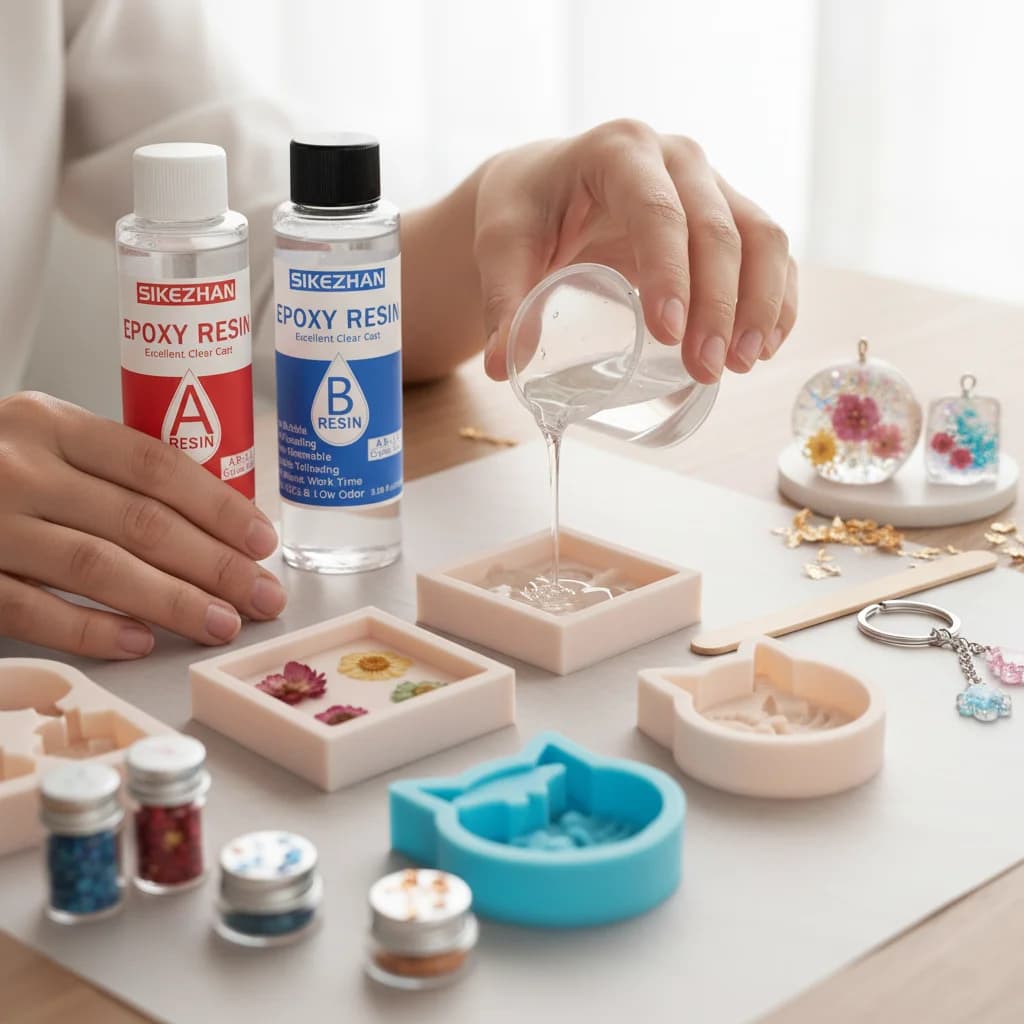 طقم راتنج الإيبوكسي والمصلب + صبغة بيضاء، خليط بنسبة 1:1، شفاف للصب في أعمال الحرف اليدوية/المجوهرات، يقلل الفقاعات، تسوية ذاتية سلسة - 2