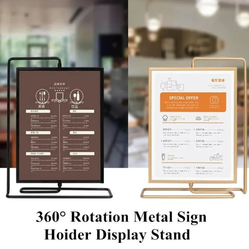 152x203mm 8 Inch Rotating Menu Paper Sign Holder Display Stand Valentine's Day Wedding Gift Shelf Metal Photo Picture Frame - 4