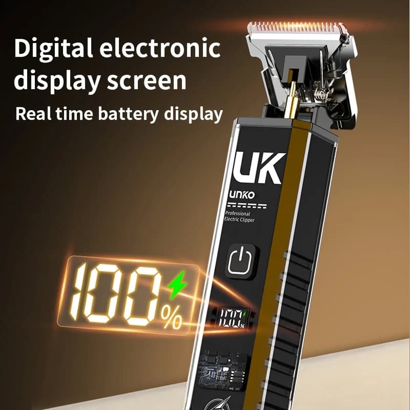ماكينة قص شعر احترافية لاسلكية، ماكينة تشذيب شعر كهربائية قابلة للشحن للرجال والأطفال للاستخدام المنزلي وفي الصالونات - 3
