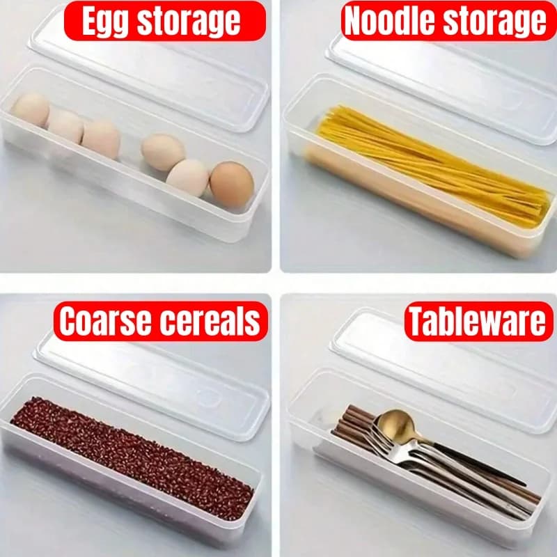 1/2/4Pcs Refrigerator Storage Boxes With Lid Plastic Fresh Keeping Box Kitchen Scallions Cilantro Eggs Noodles Sealed Container - 4