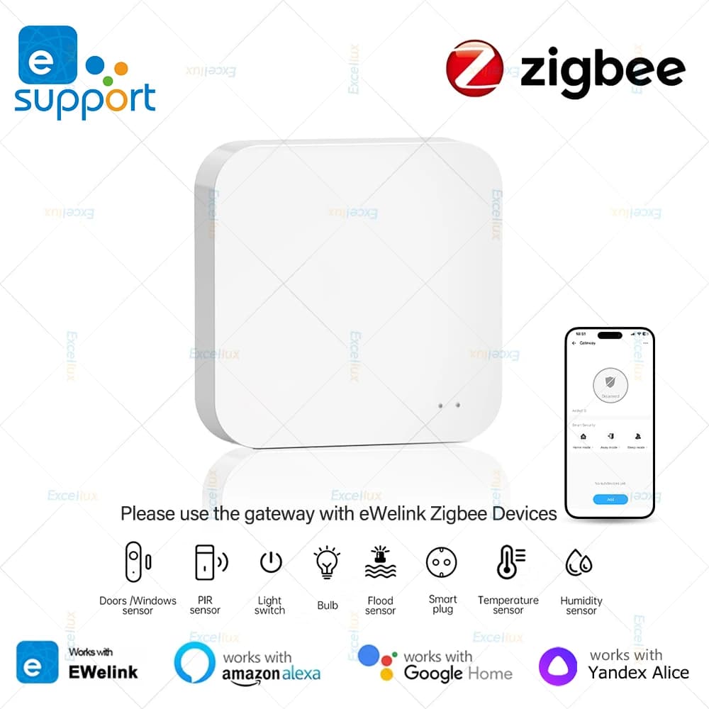 مركز بوابة ذكي ZigBee 3.0 جسر لاسلكي تطبيق eWeLink أتمتة منزلية ذكية يعمل مع Alexa وAmazon وGoogle Assistant وAlice