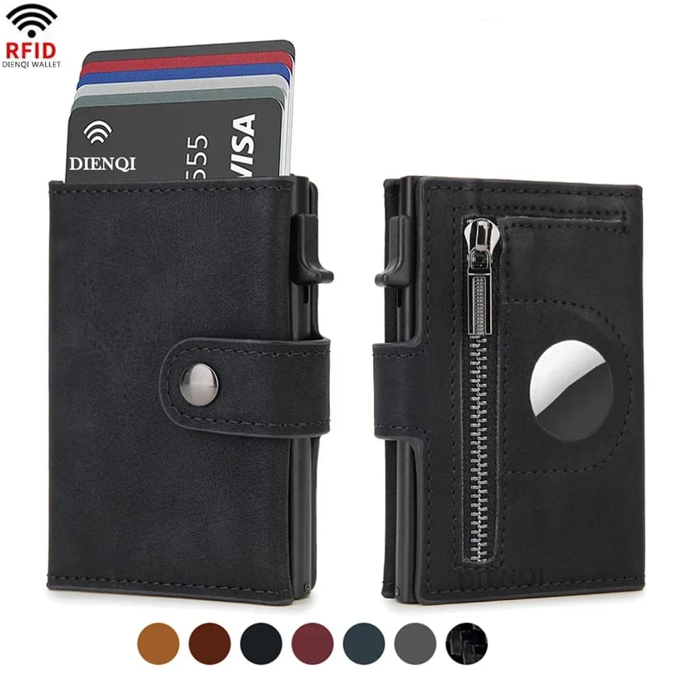Rfid Leather Airtag Men Wallets Luxury Credit Card Holder Wallets for Air Tag Tracker Gifts for Men Custom Slim Wallet Money Bag
