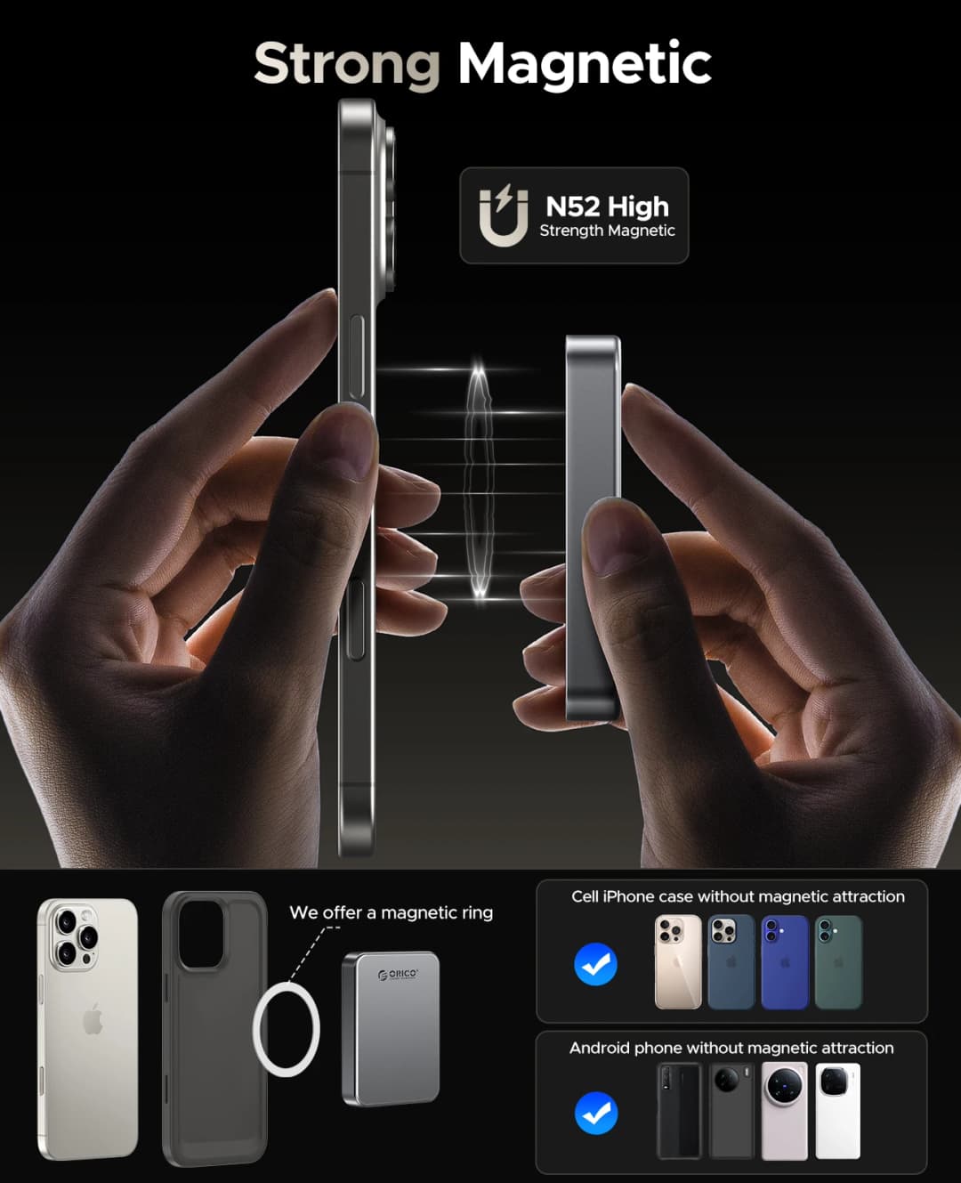 ORICO Magnetic Portable SSD 4K 120 fps ProRes HDR Record and Store, Up to 460MB/s for iPhone 15 16 Pro Max Portable Solid State - 2