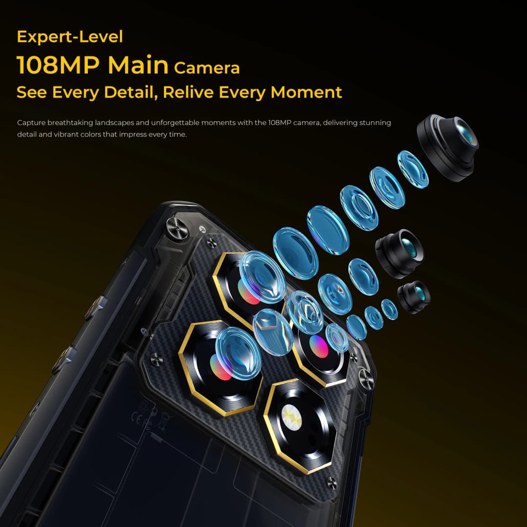 OUKITEL WP60 10000mAh Rugged Phone 7.2” HD+ Display 48GB(16+32) +512GB MTK 7025 Smartphone Android 15, 108MP Camera, NFC, 120Hz - 6