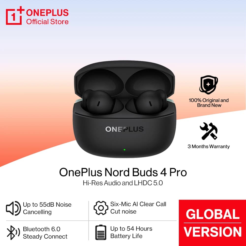 OnePlus Nord Buds 4 pro Global Version Bluetooth 6.0 Earphones 55dB Noise Cancelling up to 54 Hours Playback Wireless Earbuds