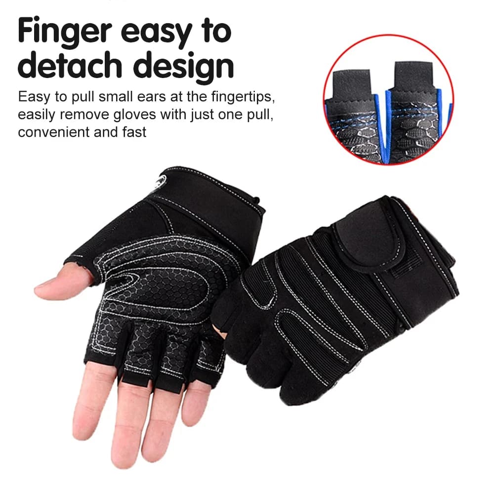 قفازات جيم لرفع الأثقال وتدريبات اللياقة البدنية وكمال الأجسام والتمارين الرياضية وركوب الدراجات للرجال والنساء مقاسات M/L/XL - 4