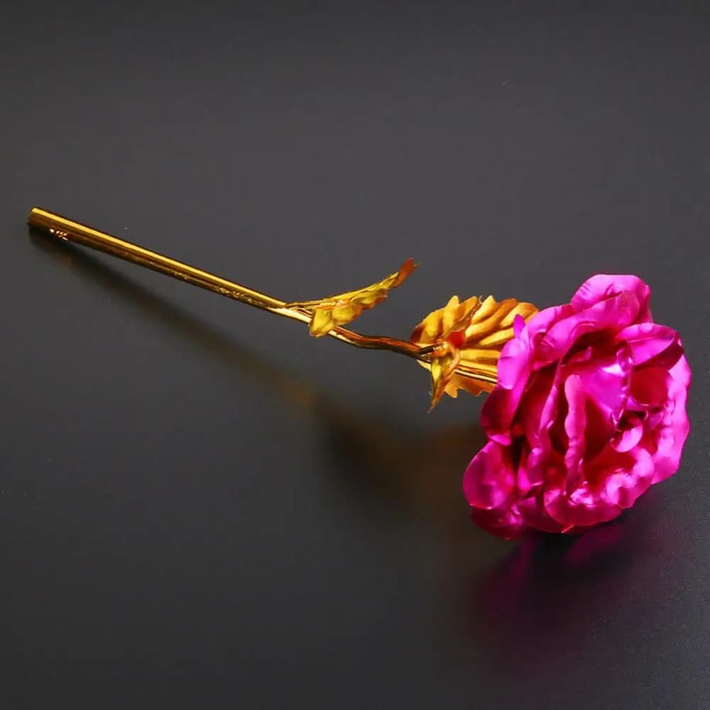 24k Gold Dipped Rose Flower Artificial Flowers Eternal Rose with Stand Forever Love In Box Birthday Valentine Day Gift for Girls - 4