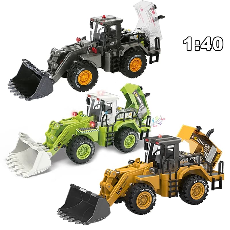 Bulldozer Alloy+Plastic Diecast Model Engineering Play Vehicles Pull Back Driving Loader Car Toys Collection Gifts For Children - 5