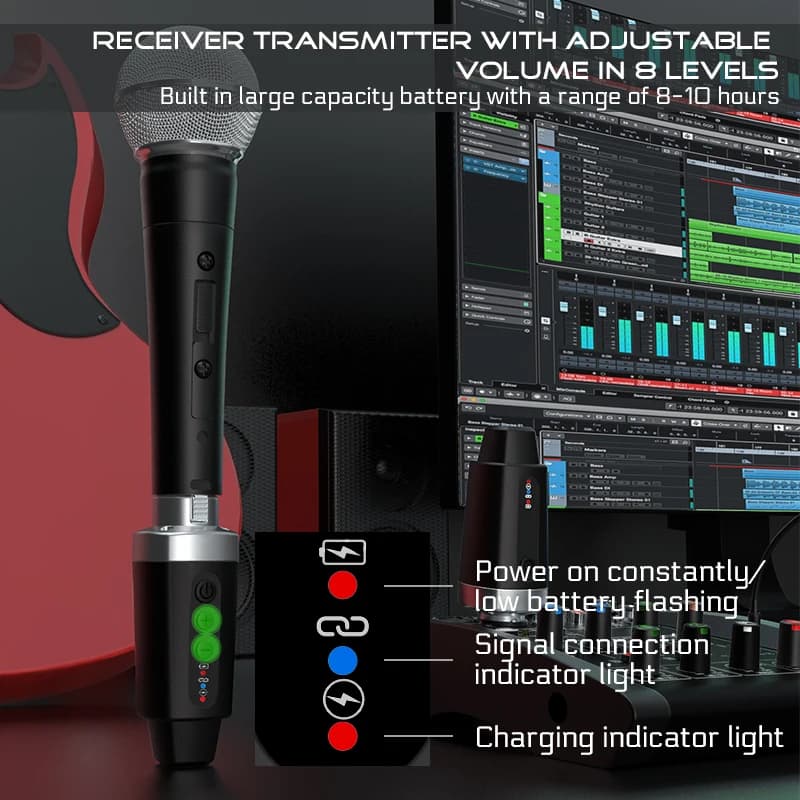 2.4g XLR Wireless Microphone System Transmitter and Receiver Suitable For Dynamic Microphones and 5V Condenser Microphones(M-04) - 2