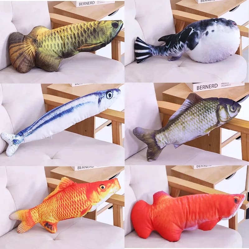 Pet Plush Cat Catnip Toy Teeth Teasing Cat Toy Simulated Fish Cat Fish Throw Pillow - 5