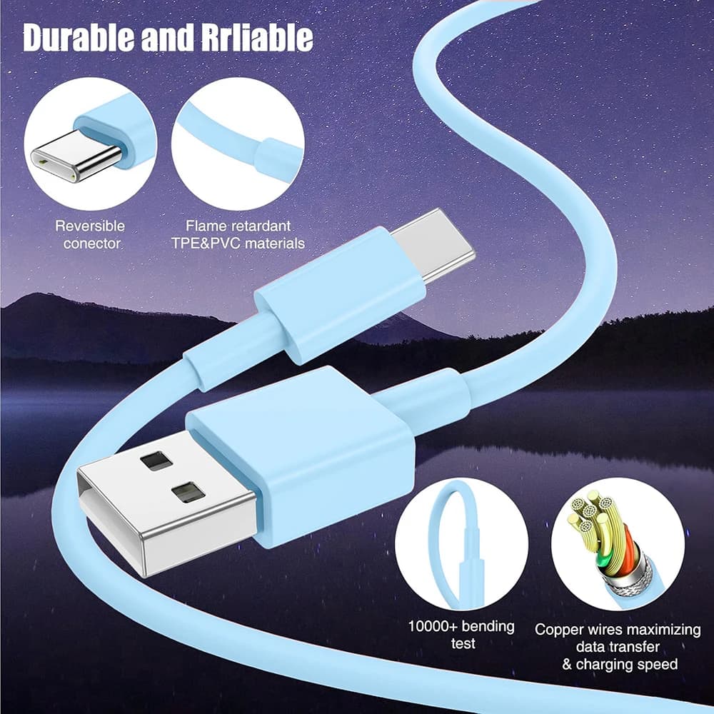 كابل USB A إلى النوع C متعدد الألوان لمزامنة التاريخ شحن سريع لهاتف Samsung Huawei Xiaomi Android Type-c خط شحن الهاتف المحمول - 2