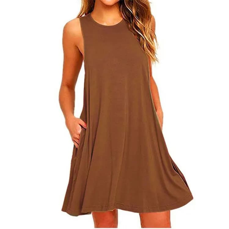 Women's Summer Casual Swing T-Shirt Dresses Beach Cover Up With Pockets Plus Size Loose T-shirt Dress - 2