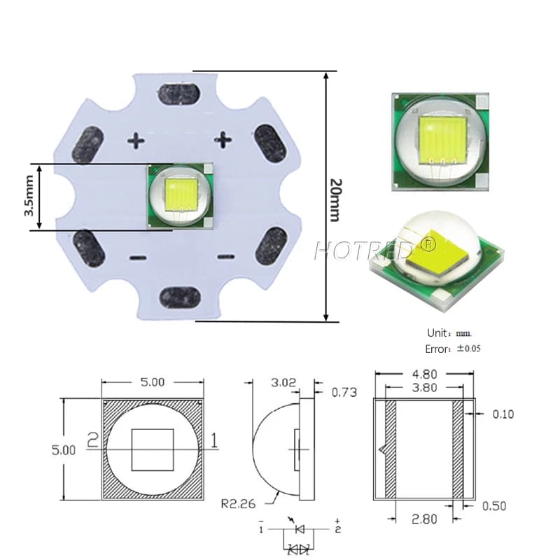 High Power LED 5w10W 5050 XLM T6 XMLL2   5050-L2 Chip diodes 3V 3.7V Flashlights Parts DIY For Bicycle Car accessories Headlamp - 4