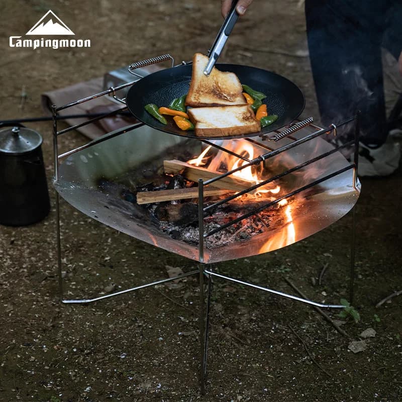 CAMPINGMOON SOLO-A3 Portable Stainless Steel Fire Table with Adjustable Bridges Foldable Camping Barbecue Grill Outdoor Cooking - 4