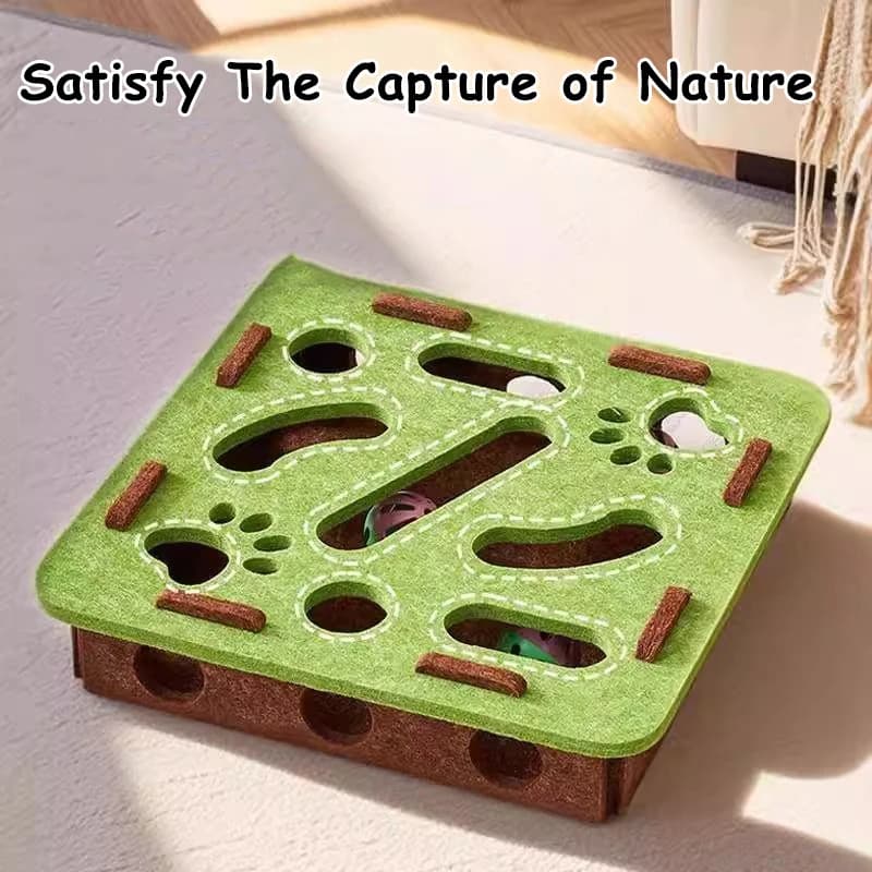 لعبة ألغاز القطط لعبة تمارين القطط مع كرة صندوق ألغاز من اللباد ألعاب ترفيه رياضية داخلية للقطط المنزلية - 4