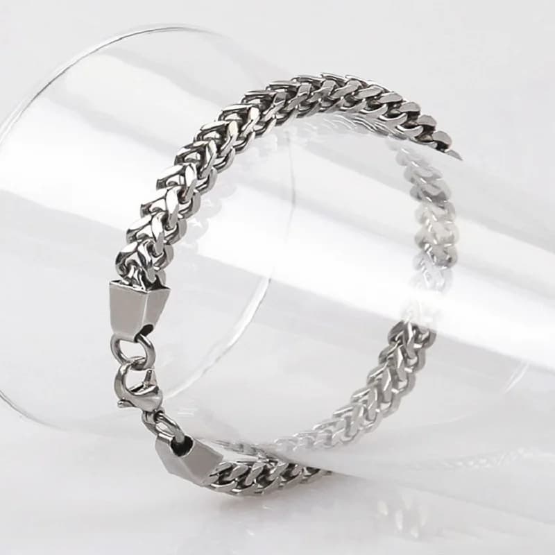 316L Stainless Steel Cuban Chain Bracelet for Men Women Figaro  Vintage Metal Viking Kpop Pulseras Emo Cute Luxury Jewelry Gift - 3