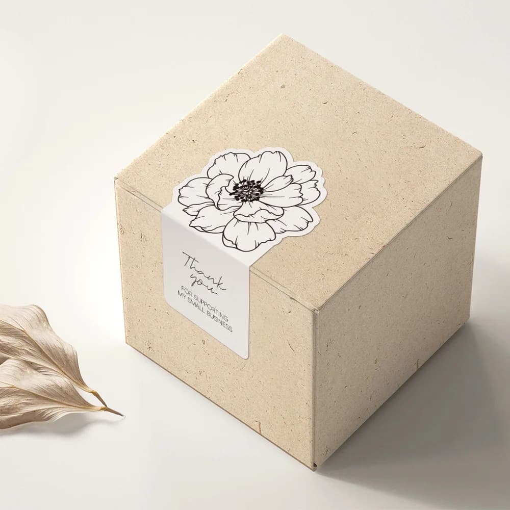 50pcs/pack of Irregular Flower Rectangular Stickers for Small Business Gift Box Sealing Stickers Adhesive Packaging Stickers - 3