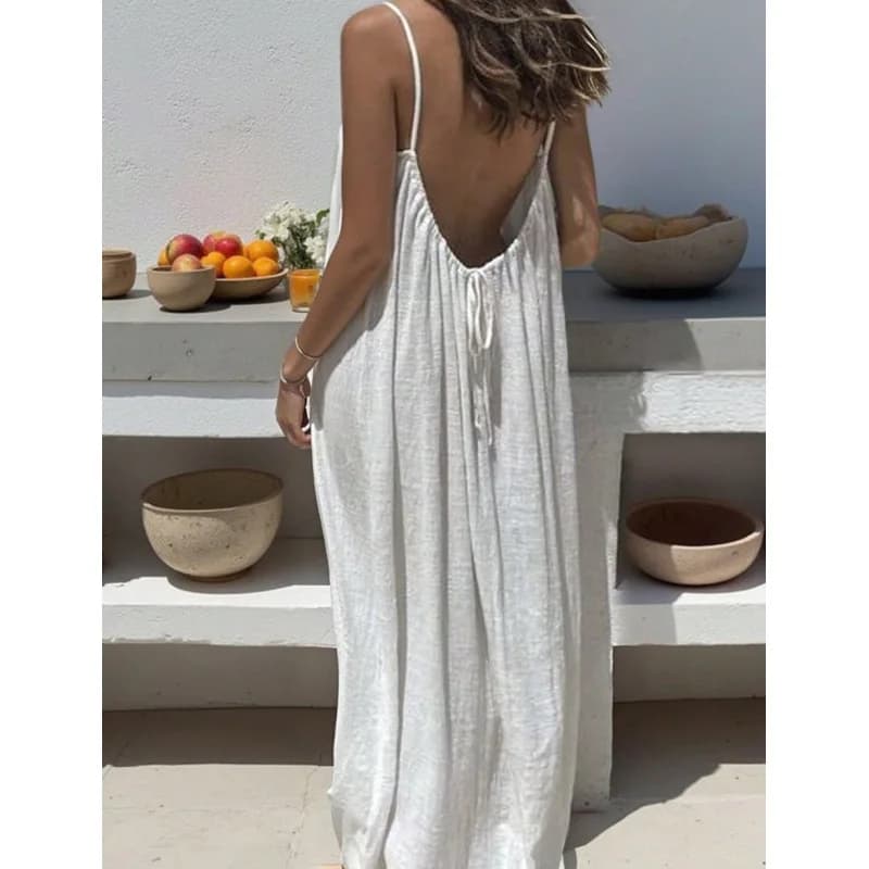 New Arrival Women's Strapless Backless Long Loose Home Dress Comfortable Sleepwear Casual Maxi Dress - 2