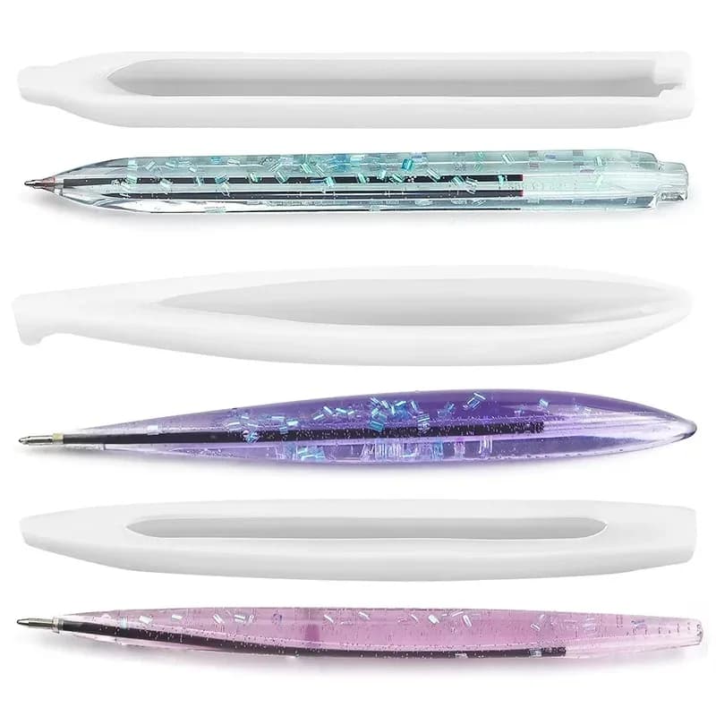 Transparent Pen Silicone Mould Set Dried Flower Resin Decorative Craft DIY Ballpoint Pen Mold Epoxy Resin Molds for Jewelry - 3
