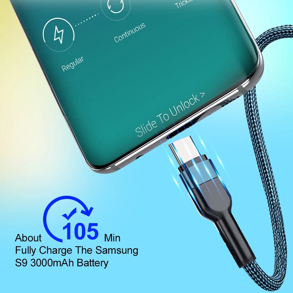 5A USB to Type C Charging Cable Fast Charger Nylon Data Cable For Iphone Xiaomi Huawei Samsung Oppo POCO Type C Charging Cable - 5