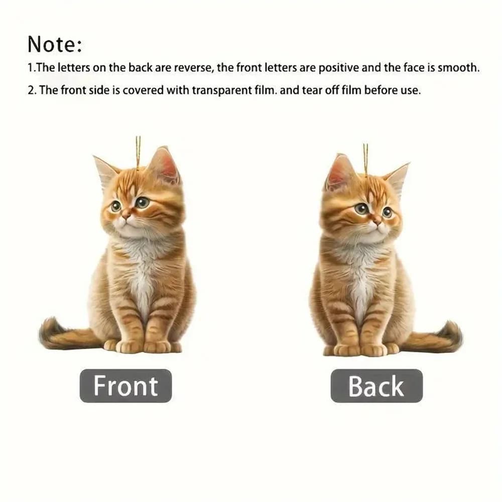 قلادة قط لطيفة معلقة، حلية حيوان واقعية، ديكور معلق لمرآة الرؤية الخلفية، اكسسوارات داخلية للسيارة، هدية للأطفال للحفلات والمنزل - 4