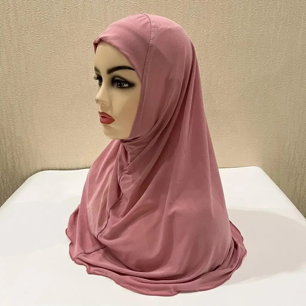 حجاب إسلامي للأطفال بنات من 7 إلى 12 سنة وشاح إسلامي شالات قماش ناعم مطاطي حجاب بنات ماليزيا بالجملة - 3