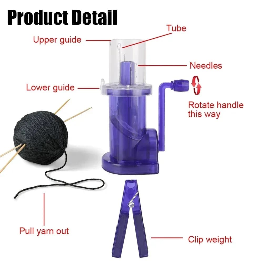 Portable Hand Knitting Machine Hand Crank Knit Loom for DIY Sweaters and Scarves Embellishment Tool with Accessories for Weaving - 3