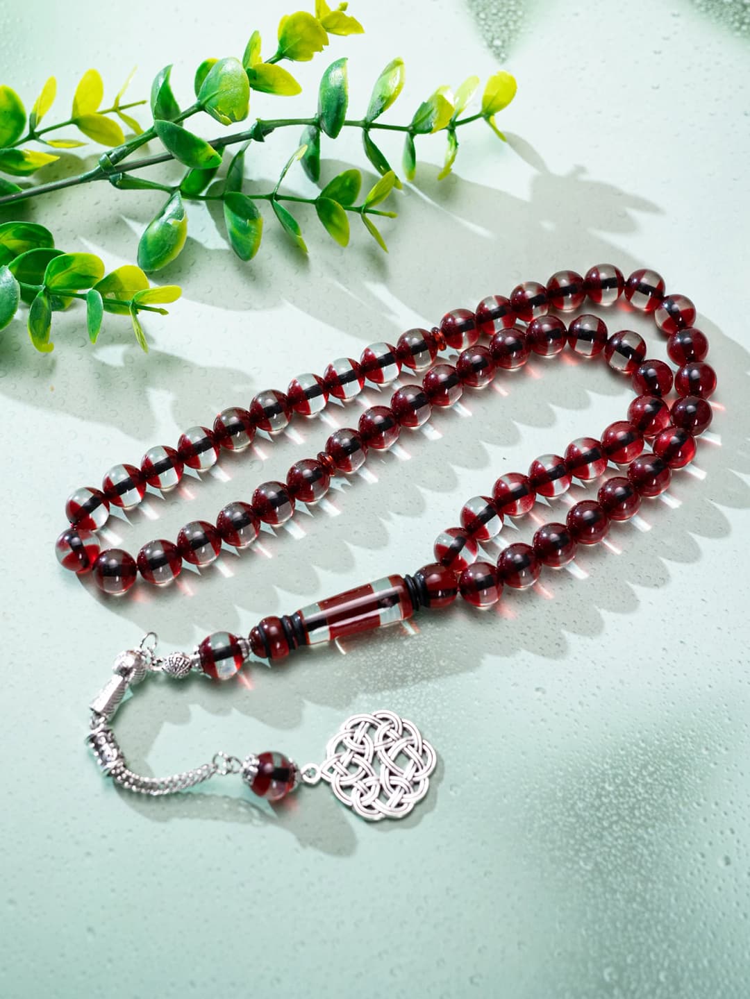 1pc 51 transparent vertical eye beads bracelet with Islamic pattern pendant, eye amulet, suitable for daily prayer Tasbīḥ