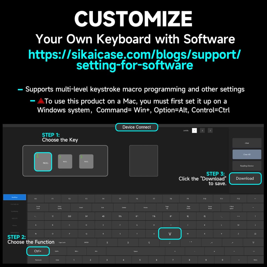 لوحة مفاتيح ماكرو برمجة RGB بـ 3 مفاتيح، لوحة مفاتيح صغيرة لألعاب الفوتوشوب مع Hotswap، زر نسخ ولصق، Macropad - 3