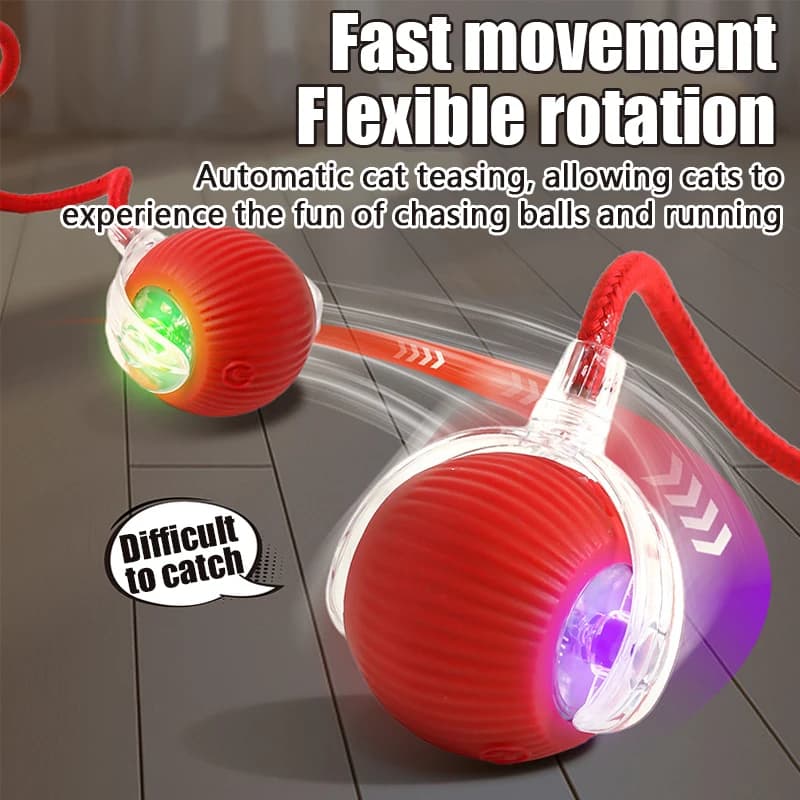 1PC Smart Cat Toys Automatic Rolling Ball Fake Tail Rechargeable Electric Pet Interactive toy Cat Training Imitate Mouse Tail - 6