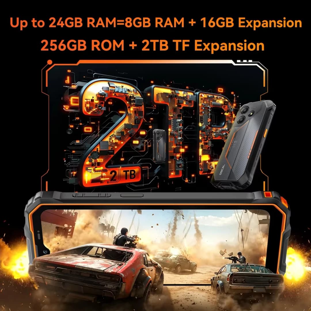 Blackview OSCAL Marine 2 4G Rugged Phone 11000mAh Battery 6.56 " HD+Display 8GB, RAM 256GB Unisoc T61 Android 15 NFC Smartphone - 6