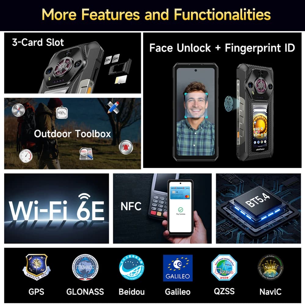 هاتف Ulefone Armor 30 Pro 5G متين بنظام Android 14 هاتف ذكي 6.95 بوصة 120 هرتز 32 جيجابايت + 512 جيجابايت 12800 مللي أمبير في الساعة كاميرا ليلية 64 ميجابكسل NFC - 5