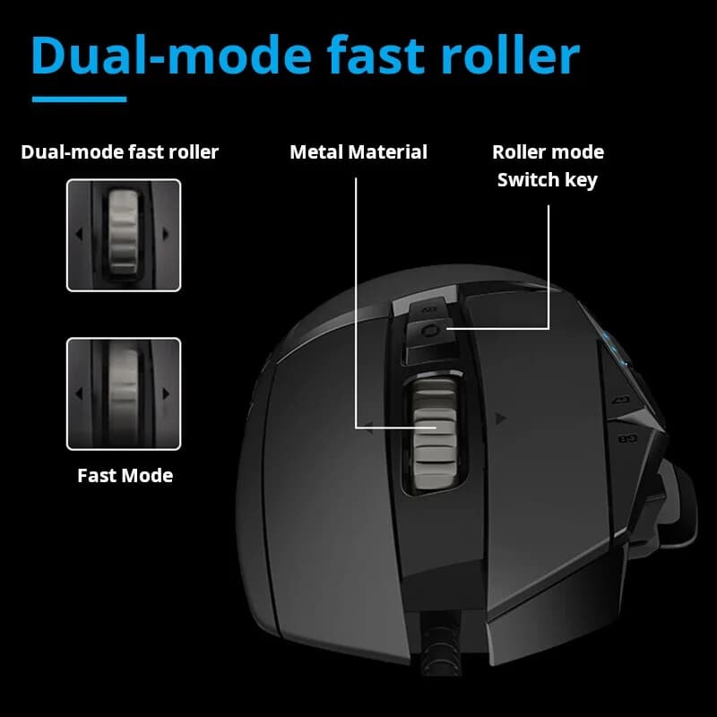 ماوس الألعاب Logitech G502 HERO سلكي للرياضات الإلكترونية مع إضاءة RGB قابلة للضبط وماوس ميكانيكي لبرمجة الماكرو - 5