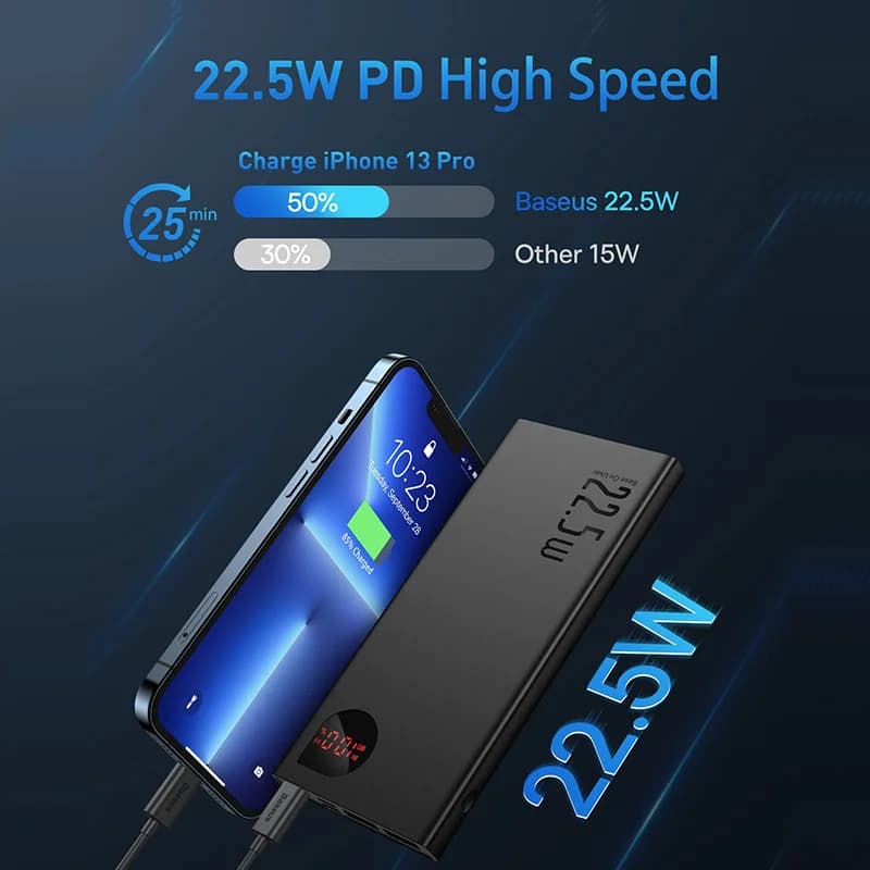 Baseus Power Bank 10000mAh with 22.5W PD Fast Charging Powerbank Portable Battery Charger For iPhone 16 15 14 13 Pro Max Xiaomi - 2