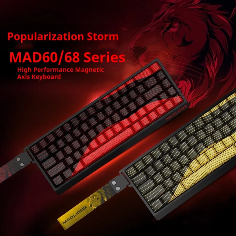 Madcatz Mad60/Mad68 HE 8K لوحة مفاتيح ميكانيكية سلكية مع مفاتيح مغناطيسية، 60%/68% تخطيط، زناد سريع، إضاءة RGB