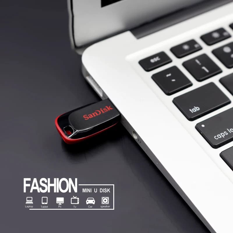 محرك أقراص فلاش USB من Sandisk طراز CZ50 بسعات 32 جيجابايت و64 جيجابايت و128 جيجابايت و16 جيجابايت USB 2.0 قرص فلاش صغير - 5