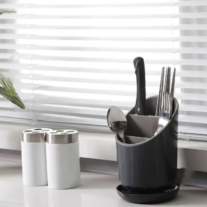 1pc Cutlery Storage Holder Plastic Drainer Drain Containers Drying Rack Tableware Table Knife Spoon Fork Container Kitchen Tool - 3