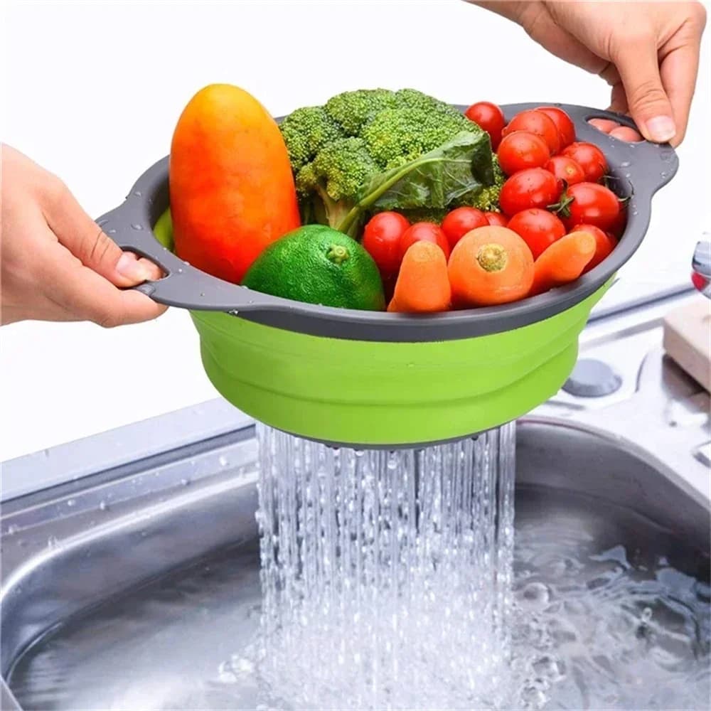 2PCS Silicone Folding Drainer Basket Fruit Vegetable Foldable Colander Kitchen Strainer for Food Pasta Kitchenware Drain Device - 4