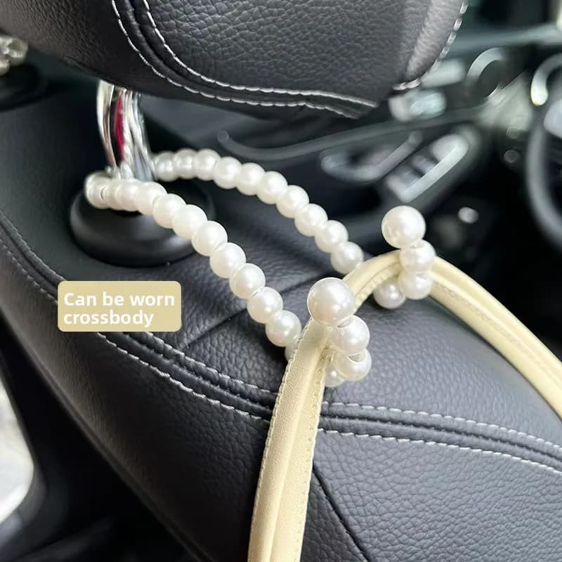 Creative Stylish Pearl Car Seat Hook Elegant Backrest Organizer Multifunctional Car Mounted Hook Women Car Decor Accessories - 4