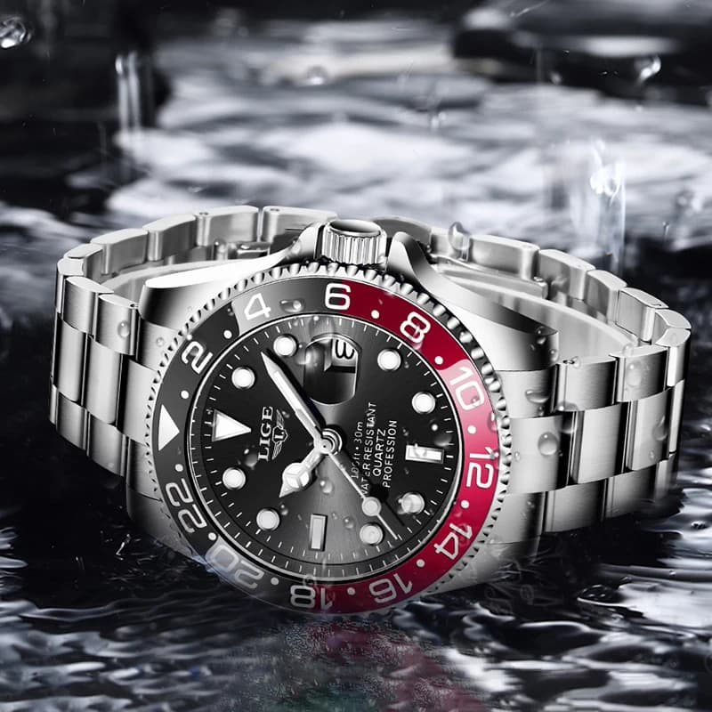LIGE Fashion Business Watch Men 3ATM Waterproof Luminous Wristwatch Men Clock Top Brand Luxury Sports Quartz Diving Chronograph - 2