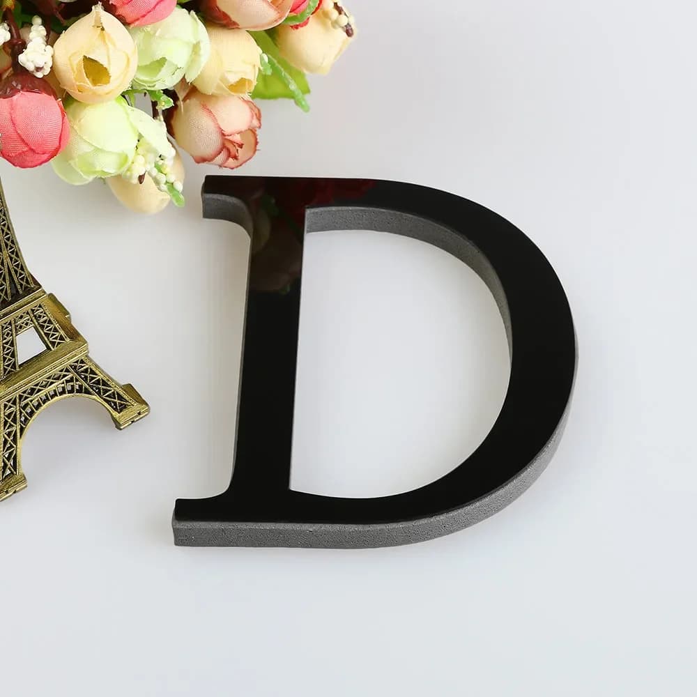 26 Letters DIY 3D Mirror Acrylic Wall Sticker Ornaments Black English Alphabet Decals Home Decor Wall Art Mural Party Decoration - 6