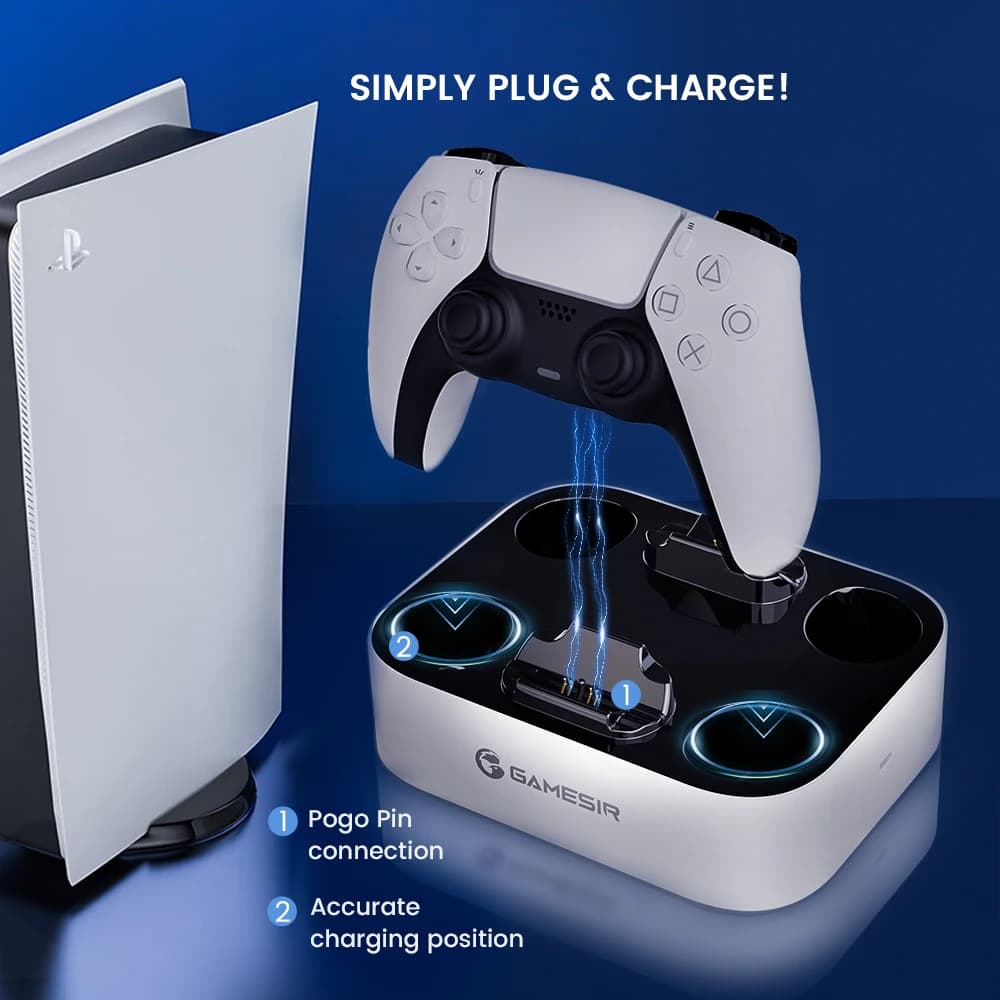 GameSir Dual Controller Charger for PlayStation 5 / PS5 DualSense / Edge  Controller Charging Station Dock ZHP501 - 3