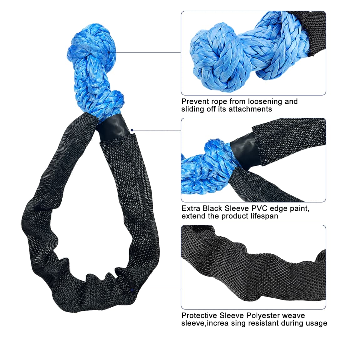 حبل صناعي ناعم عالمي، حبل سحب ثقيل 41000 رطل، حبل سحب للطرق الوعرة 4X4 مع غطاء واقي لسيارات الجيب والشاحنات والسيارات الرياضية متعددة الاستخدامات - 6