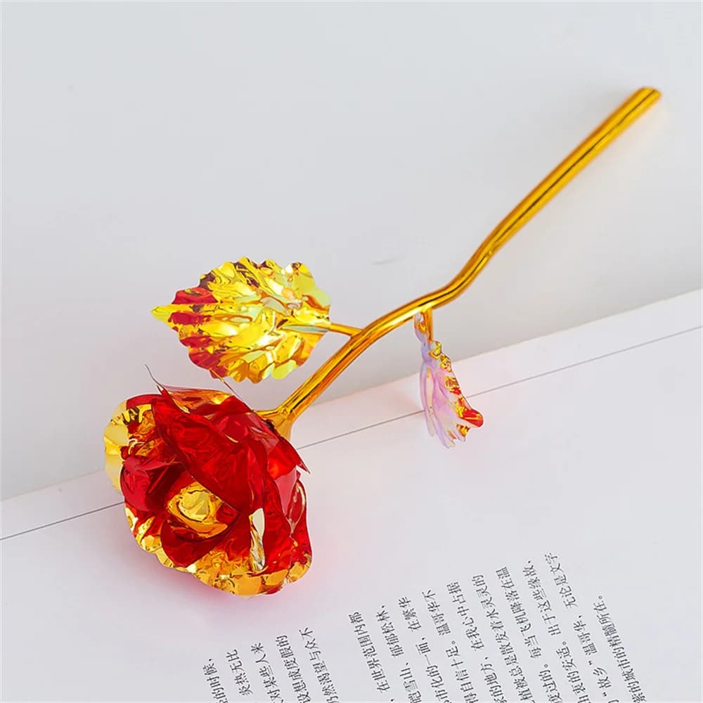 زهرة صناعية وردة ذهبية هدايا عيد الحب مطلي بالذهب 24 قيراط وردة ذهبية تدوم إلى الأبد زهرة الحب للأحباء - 4