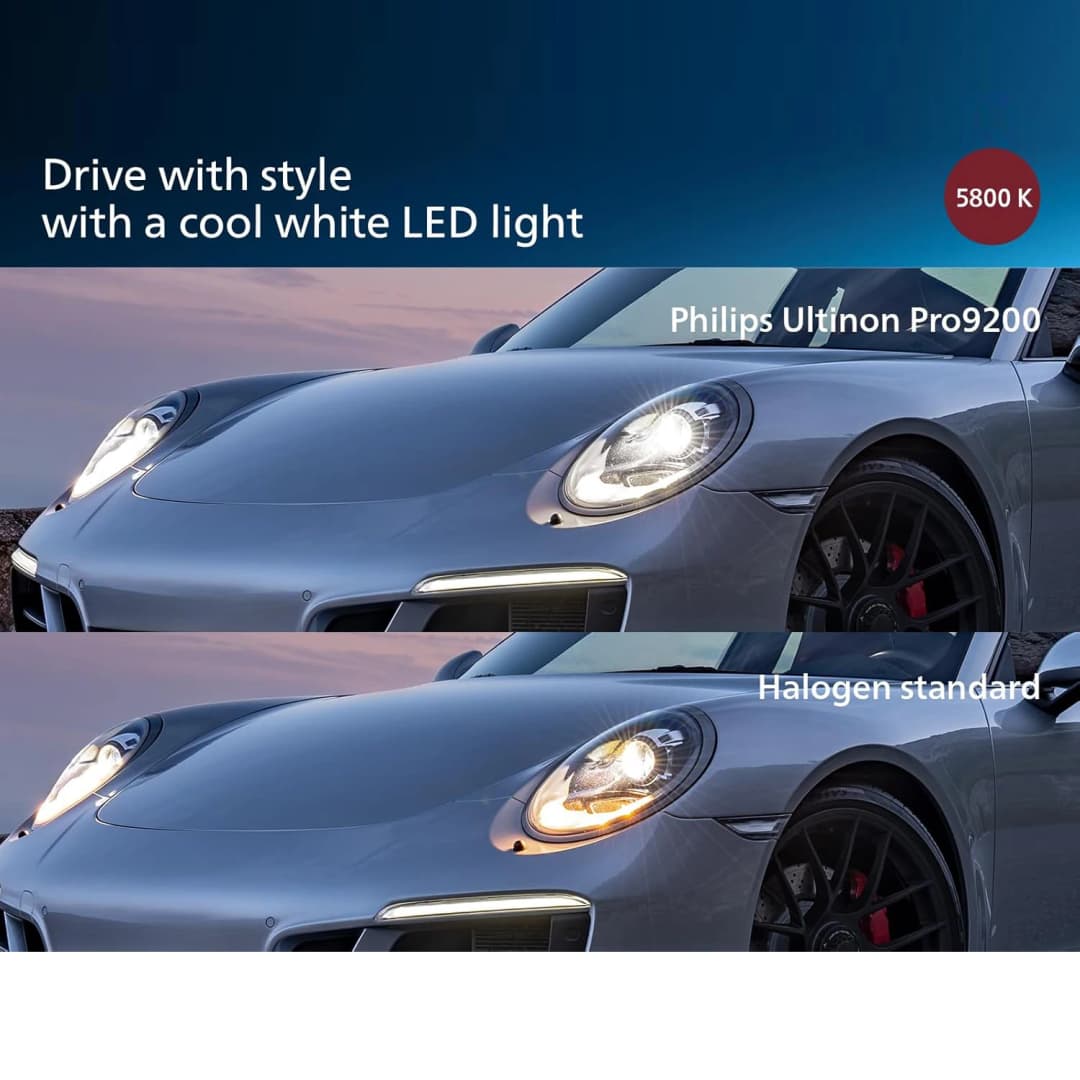 مصابيح فيليبس Ultinon Pro9200 LED H4 H7 H9 H11 HB3 HB4 إضاءة سيارات 12/24V +400% قوة إضاءة ساطعة 5800K أبيض شعاع عالي ومنخفض - 4