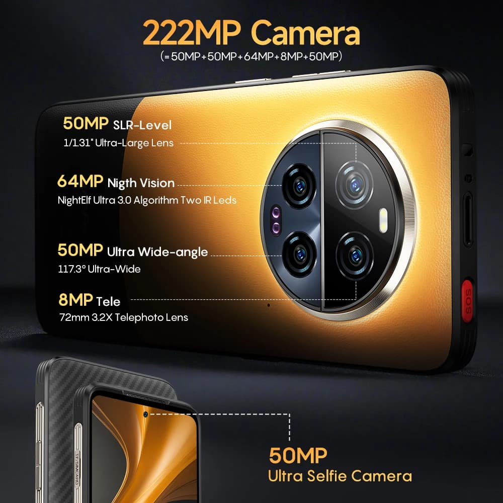 هاتف Ulefone Armor 23 Ultra 5G متين برسائل الأقمار الصناعية وشاحن 120 واط وكاميرا ليلية 64 ميجابكسل وذاكرة 24 جيجابايت + 512 جيجابايت وNFC بنظام أندرويد 13 - 3