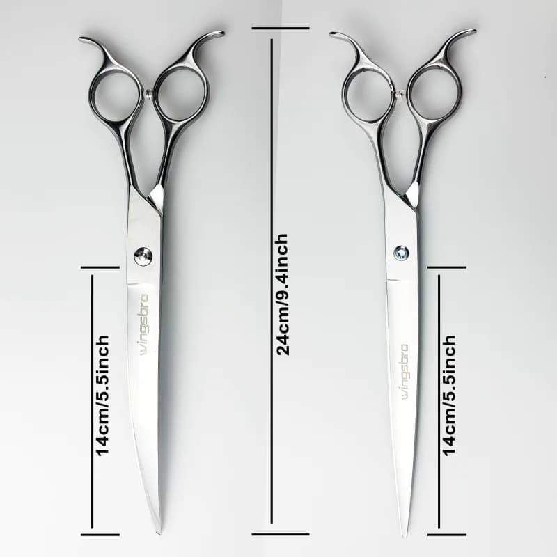wingsbro Pet Scissors 9" Silver Curved Pet Grooming Scissors Professional Shears Salon Barber Using Big Dogs & Cats - 3