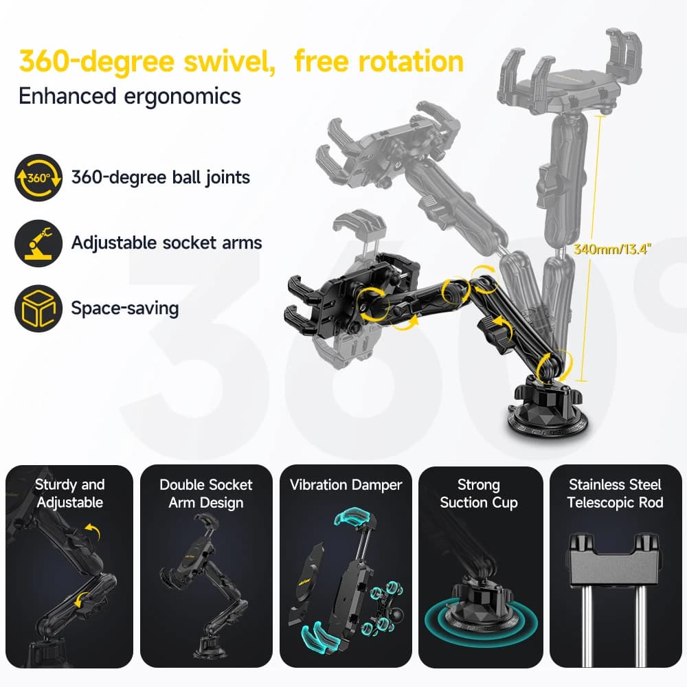Ulefone 360° Swivel Armor Mount Max Universal tablet/phone mount/For Armor Pad 3 Pro/Armor Pad Pro/Tab A11 Pro tablet holder - 2