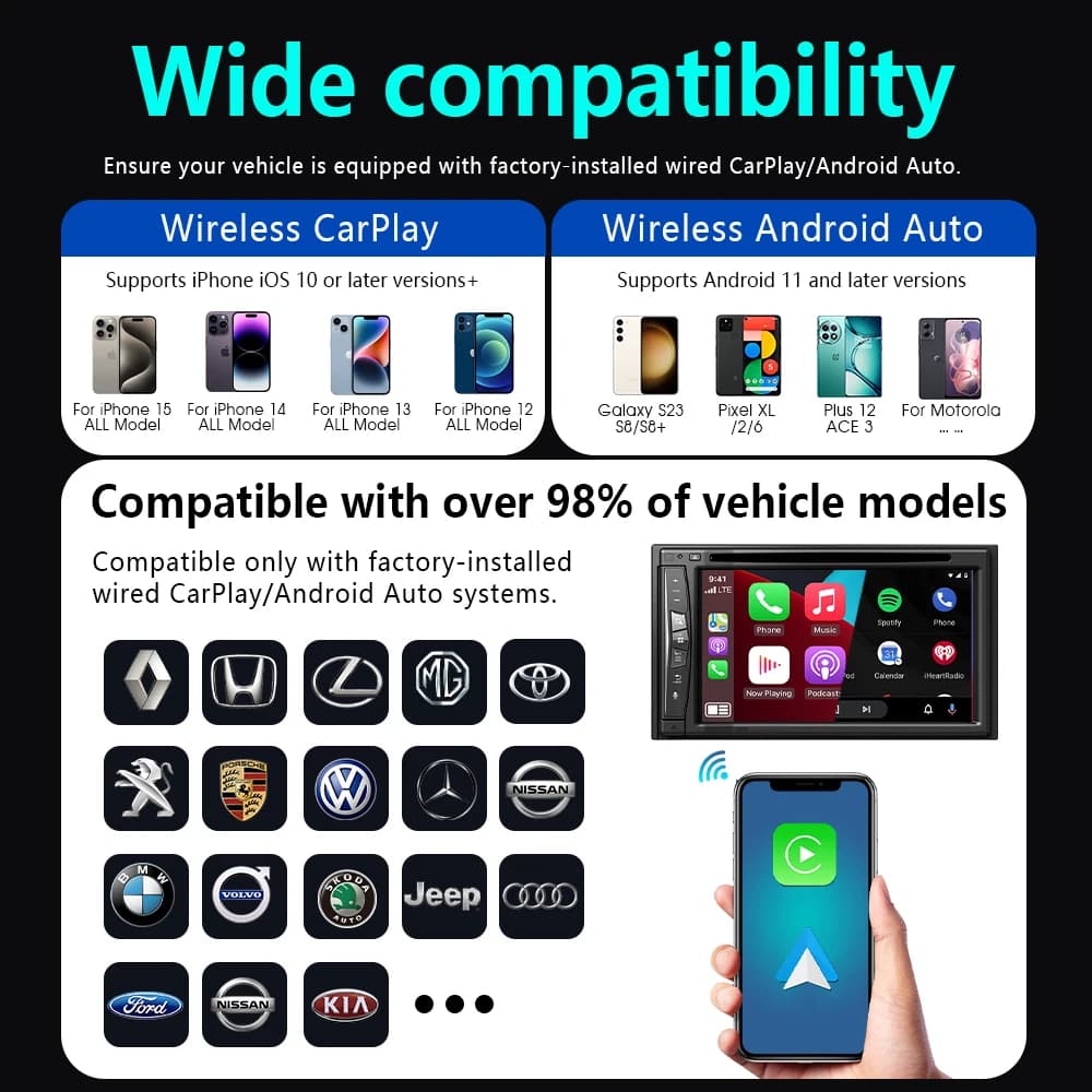 محول Carplay 2026 4 في 1 ترقية جديدة لاسلكي أندرويد أوتو رابط مرآة صندوق ذكي صغير AI USB توصيل وتشغيل اتصال تلقائي واي فاي - 6